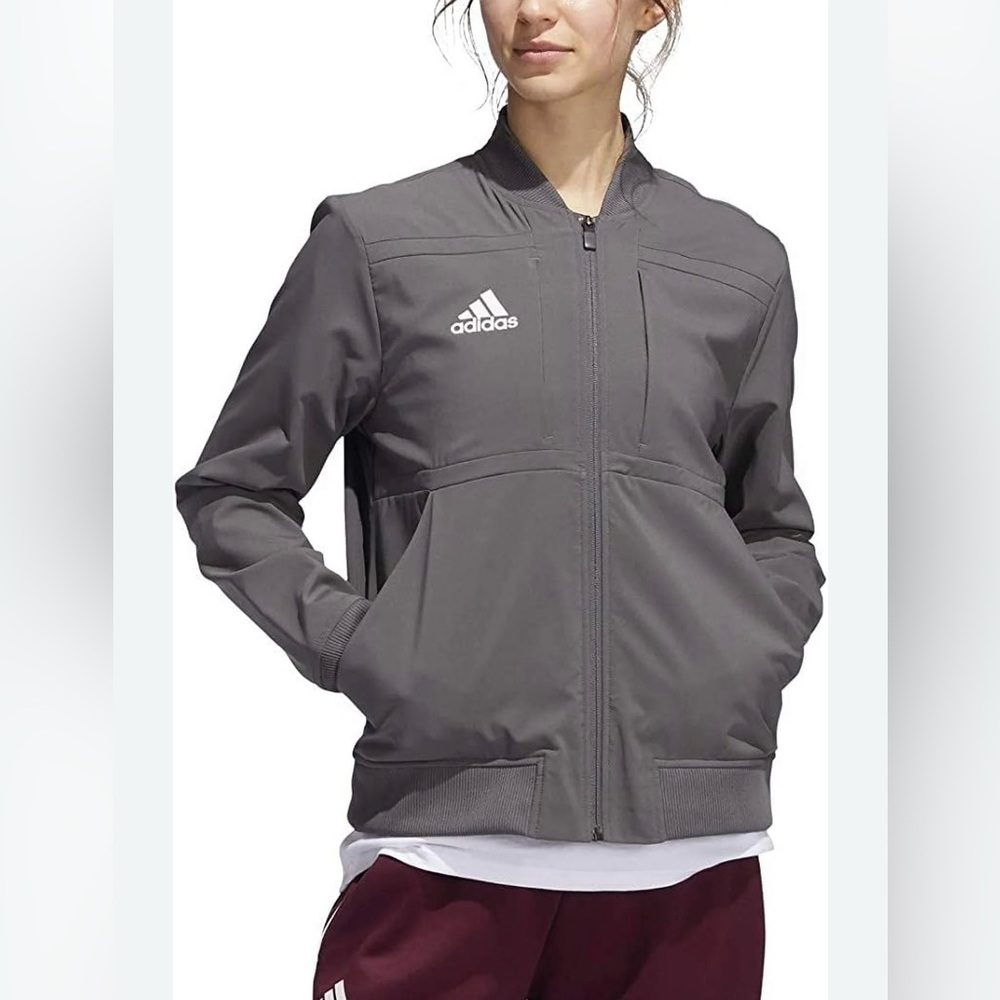 adidas Grey Lightweight Zip-Up Bomber Track Jacket